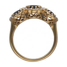 Load image into Gallery viewer, New 9ct Gold 0.85ct Diamond &amp; Sapphire Set Cluster Trilogy Ring
