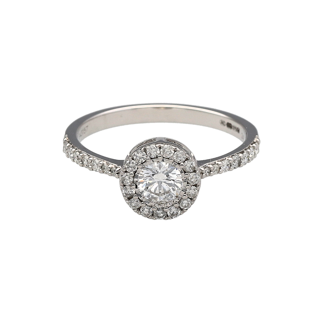 New 9ct White Gold & 0.610ct Diamond Set Halo Ring