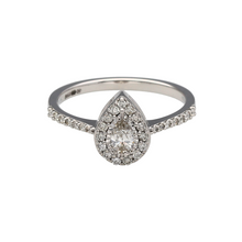 Load image into Gallery viewer, New 9ct White Gold &amp; 0.50ct Diamond Set Teardrop Halo Ring
