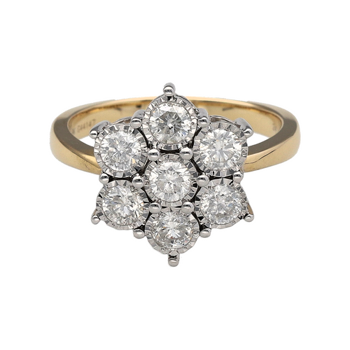 New 9ct Gold & Diamond Set Flower Cluster Ring