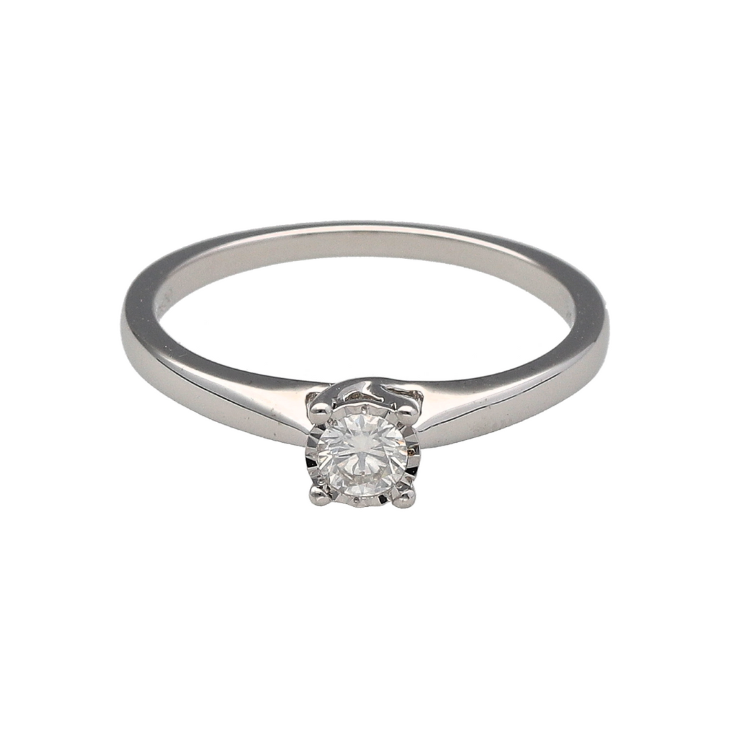 New 9ct White Gold & Diamond Set Solitaire Ring