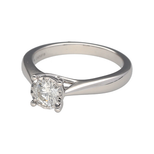 New 9ct White Gold & Diamond Set Solitaire Ring in size M. The ring contains a real natural diamond which is 0.50ct but looks like 1ct due to the setting. The diamond is approximate clarity Si