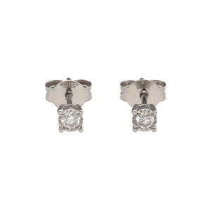 New 9ct White Gold &amp; Diamond Set Stud Earrings. The earrings contain real natural diamonds which are 0.15ct but look like 0.27ct in the total set of earrings. The diamonds are each approximate clarity Si