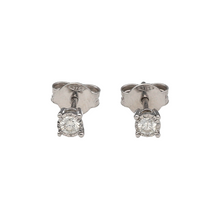 Load image into Gallery viewer, New 9ct White Gold &amp; Diamond Set Stud Earrings. The earrings contain real natural diamonds which are 0.14ct but look like 0.26ct in the total set of earrings. The diamonds are each approximate clarity Si
