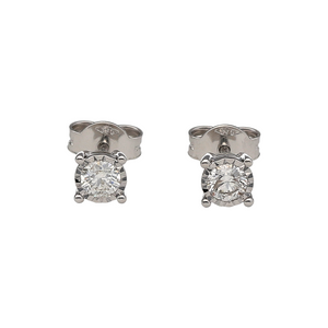 New 9ct White Gold & Diamond Set Stud Earrings. The earrings contain real natural diamonds which are 0.38ct but look like 0.70ct in the total set of earrings. The diamonds are each approximate clarity Si