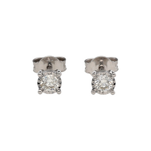 Load image into Gallery viewer, New 9ct White Gold &amp; Diamond Set Stud Earrings. The earrings contain real natural diamonds which are 0.39ct but look like 0.71ct in the total set of earrings. The diamonds are each approximate clarity Si
