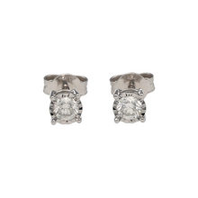 Load image into Gallery viewer, New 9ct White Gold &amp; Diamond Set Stud Earrings. The earrings contain real natural diamonds which are 0.47ct but look like 0.95ct in the total set of earrings. The diamonds are each approximate clarity Si
