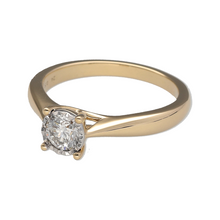 Load image into Gallery viewer, New 9ct Yellow Gold &amp; Diamond Set Solitaire Ring in size P with white gold surround. The ring contains a real natural diamond which is 0.51ct but looks like 1ct due to the white gold setting. The diamond is approximate clarity Si
