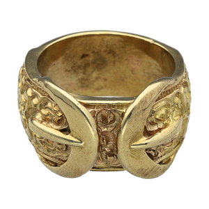 New 9ct Solid Gold Double Buckle Ring