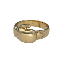 Load image into Gallery viewer, New 9ct Yellow Gold Boxing Glove Ring in size V with the weight 11 grams. The front of the boxing glove is 13mm high and the back of the band tapers to 5mm wide
