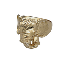 Load image into Gallery viewer, New 9ct Yellow Gold Elephant Ring in size Y with the weight 15.70 grams. The front of the ring is 22mm high
