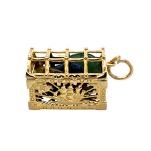 Load image into Gallery viewer, 9ct Gold &amp; Multi Stone Set Treasure Chest Pendant
