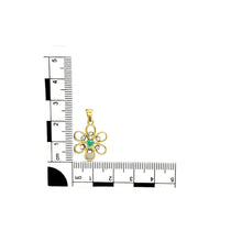 Load image into Gallery viewer, 9ct Gold Green Stone &amp; Cubic Zirconia Flower Pendant
