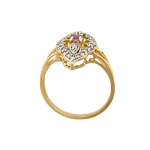 18ct Gold Diamond & Pink Sapphire Set Marquise Ring