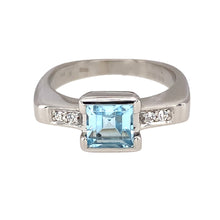 Load image into Gallery viewer, 9ct White Gold Blue Topaz &amp; Cubic Zirconia Set Ring
