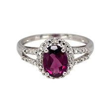 Load image into Gallery viewer, 9ct White Gold &amp; Pink Stone Set Halo Ring
