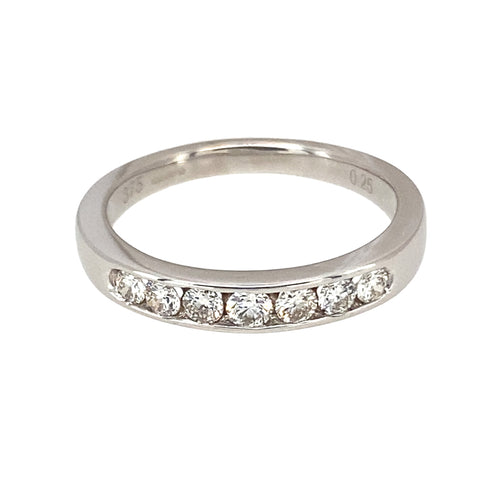 9ct White Gold & Diamond Set Band Ring