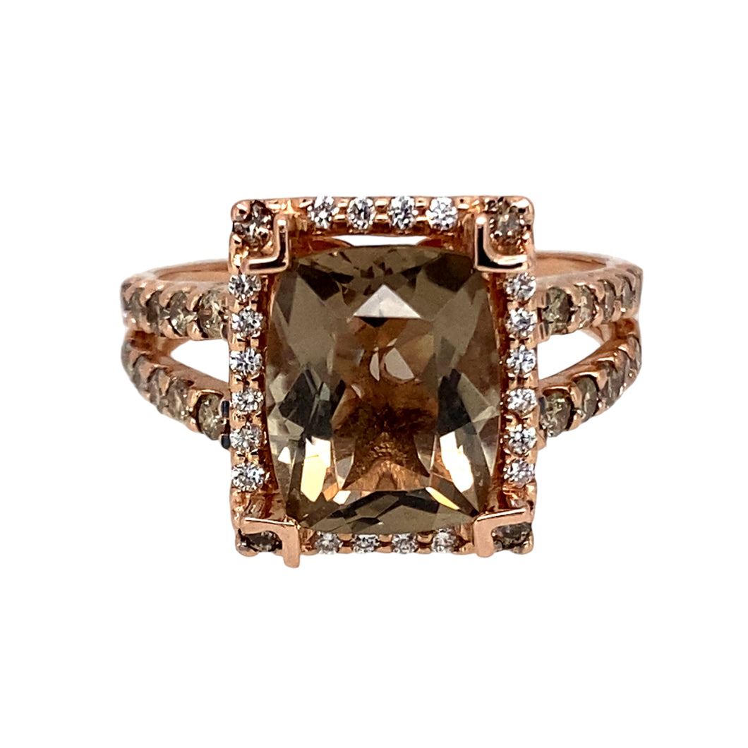 Smoky quartz and diamond on sale ring