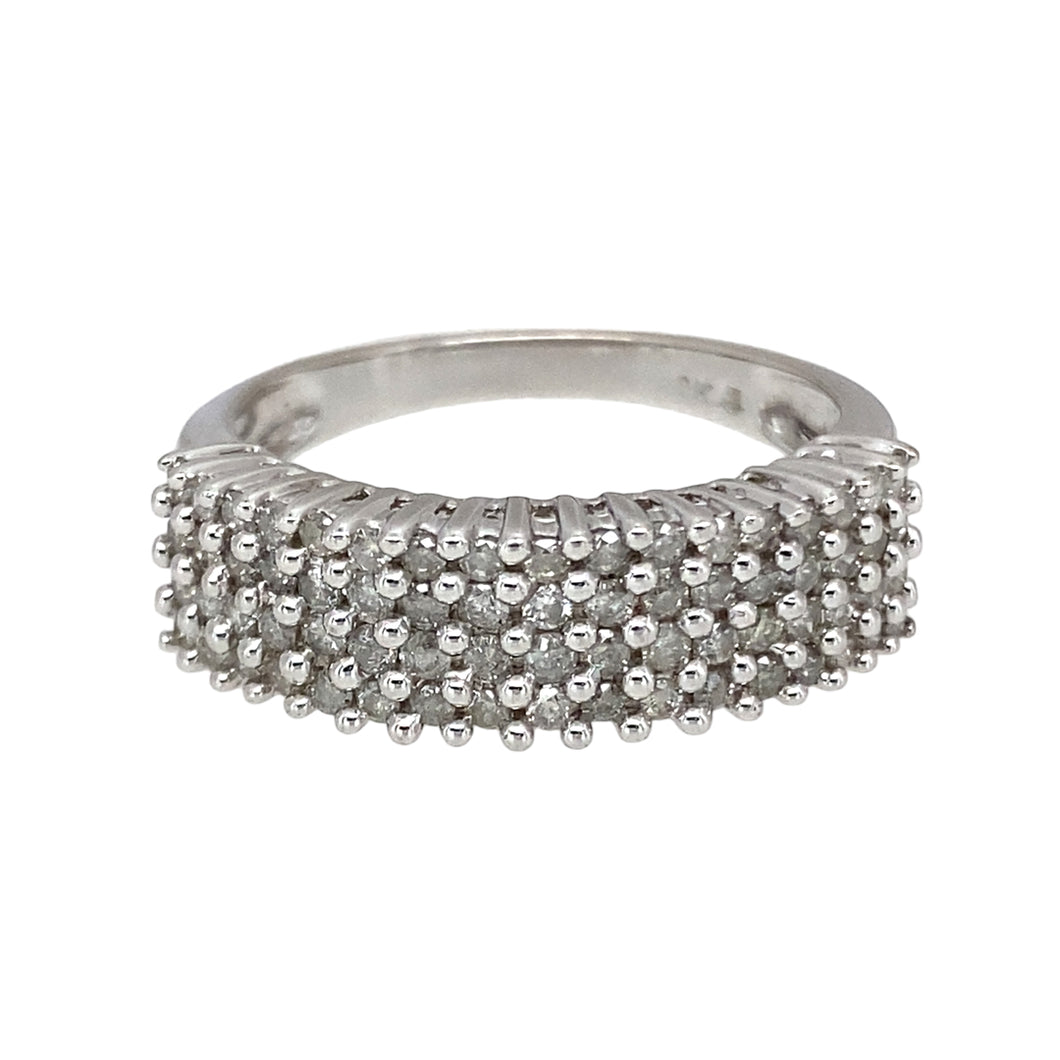 9ct White Gold & Diamond Set Band Ring