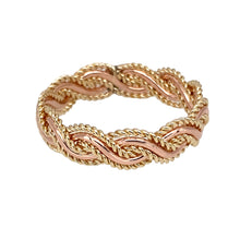 Load image into Gallery viewer, Preowned 9ct Yellow and Rose Gold Clogau Weaved Band Ring in size O with the weight 2.30 grams. The band is 6mm wide
