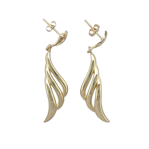 9ct Gold Swirl Drop Earrings