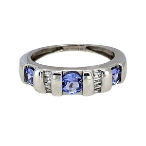 9ct White Gold Diamond & Tanzanite Set Band Ring