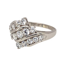 Load image into Gallery viewer, Preowned 9ct White Gold &amp; Cubic Zirconia Set Dress Ring in size K with the weight 2.70 grams. The front of the ring is 13mm high
