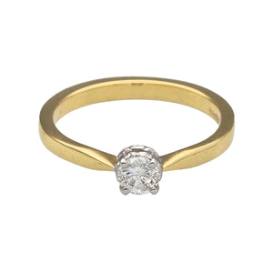 18ct Gold & Diamond Set Solitaire Ring