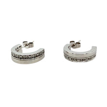 Load image into Gallery viewer, Preowned 9ct White Gold &amp; Diamond Set Half Hoop Earrings with the weight 5.60 grams
