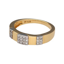 Load image into Gallery viewer, Preowned 18ct Yellow and White Gold &amp; Diamond Set Band Ring in size M with the weight 3.50 grams. The front of the ring is 4mm wide
