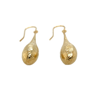 New 9ct Yellow Gold Patterned Tear Drop Earrings with the weight 2 grams