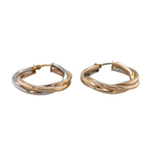 Load image into Gallery viewer, Preowned 9ct Yellow, White and Rose Gold Twisted Hoop Creole Earrings with the weight 4.30 grams
