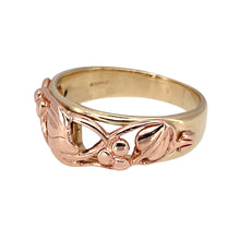 Load image into Gallery viewer, Preowned 9ct Yellow and Rose Gold Clogau Tree of Life Ring in size P with the weight 3.60 grams. The front of the ring is 8mm high
