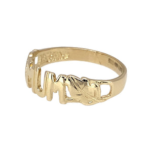 Preowned 9ct Yellow Gold Mum Ring in size K with the weight 2.60 grams. The front of the ring is 5mm high