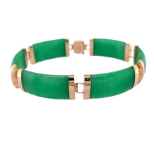 Load image into Gallery viewer, 14ct Gold &amp; Jade Bar Link 7.5&quot; Bracelet
