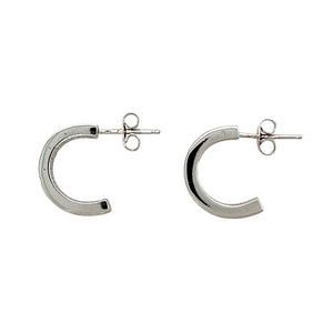 9ct White Gold & Diamond Set Half Hoop Earrings