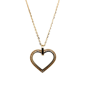 New 9ct Gold & Cubic Zirconia Set Open Heart 18" Necklace