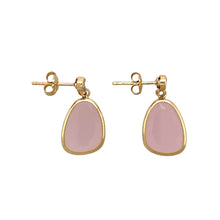 Load image into Gallery viewer, New 9ct Gold Cubic Zirconia &amp; Pink Stone Set Drop Earrings
