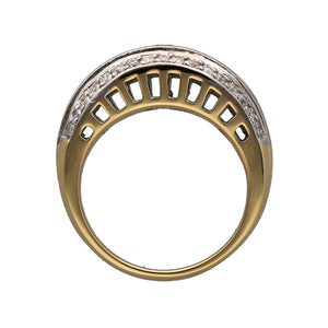 18ct Gold & Diamond Set Three Row Band Ring