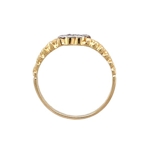 18ct Gold & Diamond Set Rope Patterned Ring