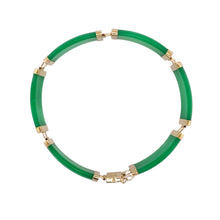 Load image into Gallery viewer, 14ct Gold &amp; Jade Bar Link 7.5&quot; Bracelet
