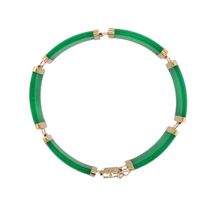 14ct Gold & Jade Bar Link 7.5" Bracelet