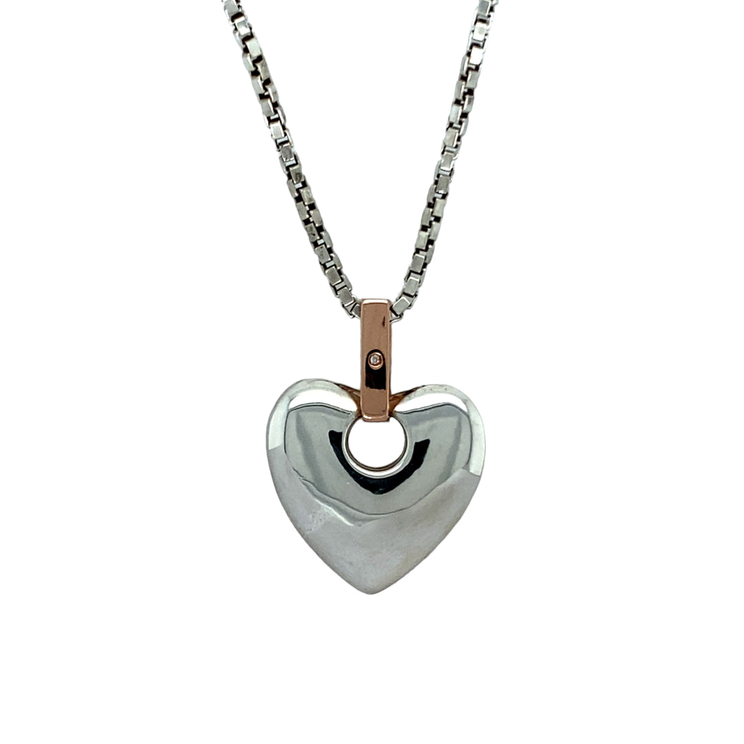 Preowned 925 Silver Clogau Cariad Heart 18 Necklace Gold Reserves Jewellers