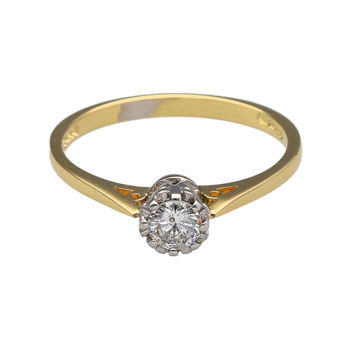 18ct Gold & Diamond Set Solitaire Ring