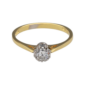 18ct Gold & Diamond Set Solitaire Ring