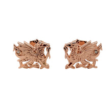 Load image into Gallery viewer, 9ct Gold &amp; Diamond Set Welsh Dragon Cufflinks
