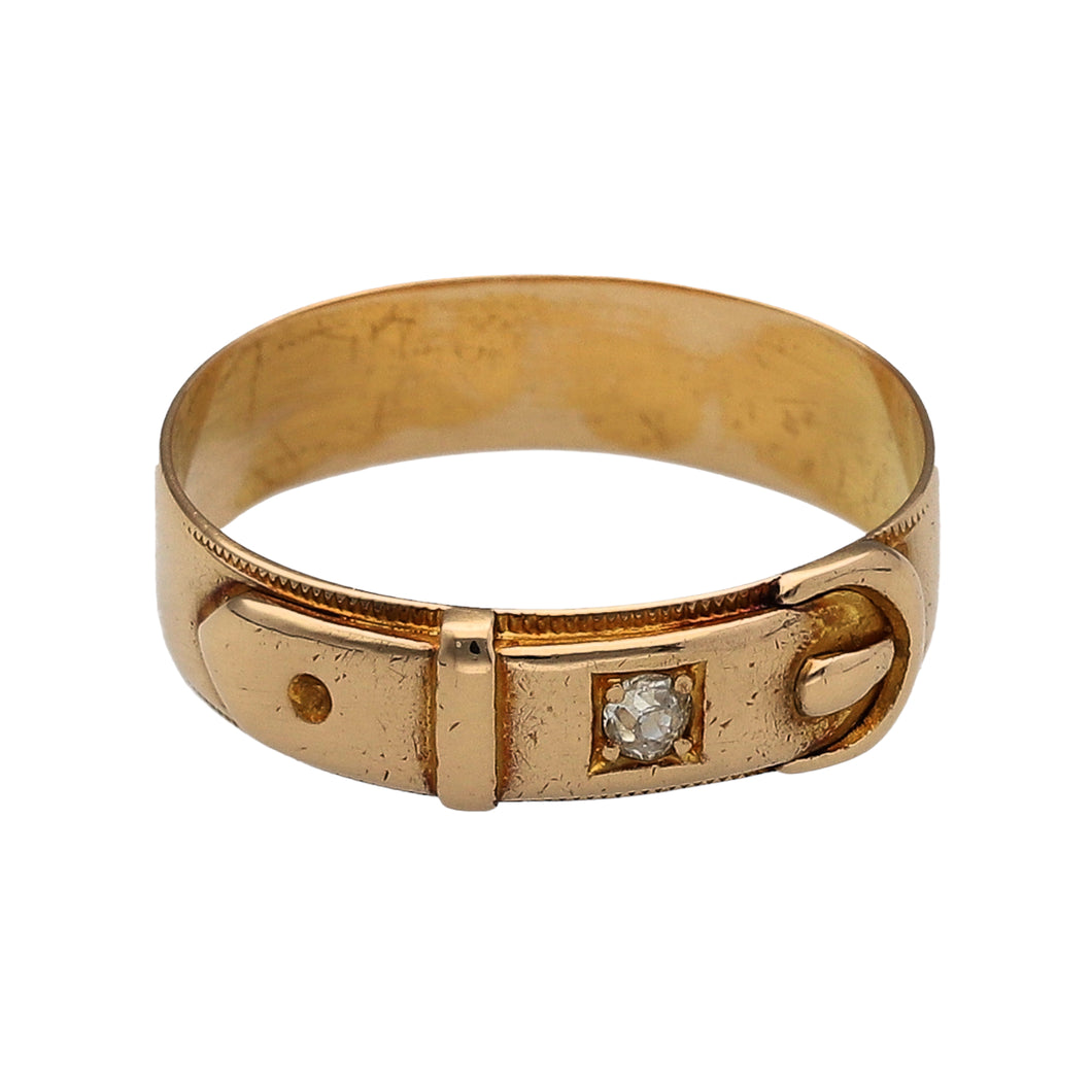 18ct Gold & Diamond Set Buckle Ring