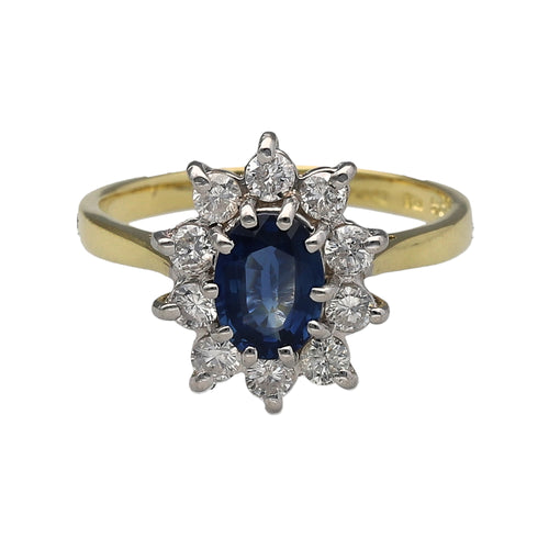 18ct Gold Diamond & Sapphire Set Cluster Ring