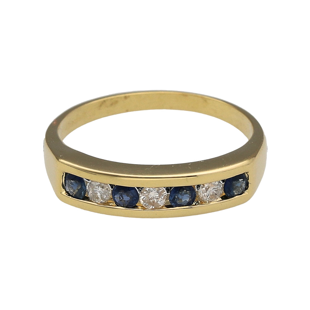 18ct Gold Diamond & Sapphire Set Band Ring