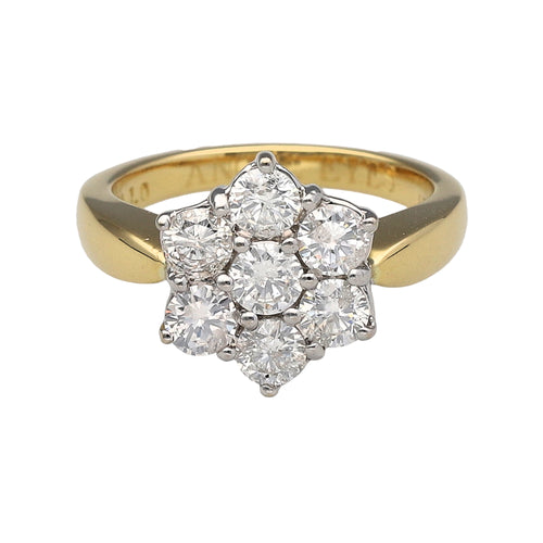 18ct Gold & Diamond Set Flower Cluster Ring